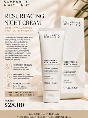 Community Sixty-Six Resurfacing Night Cream – 1.7 oz / 50 mL | Brand New